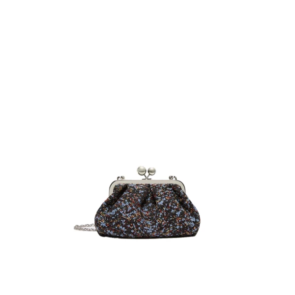 Accenni Small Wool Boucle Pasticcino Bag in Avio Blue
