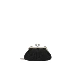Max Mara Accenni Small Wool Boucle Pasticcino Bag in Black | Clutch Bags | Coveti