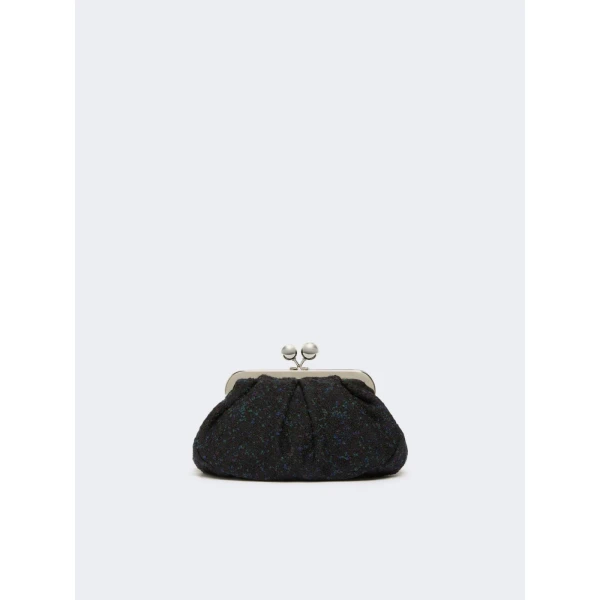 Max Mara Accenni Small Wool Boucle Pasticcino Bag in Black | Clutch Bags | Coveti
