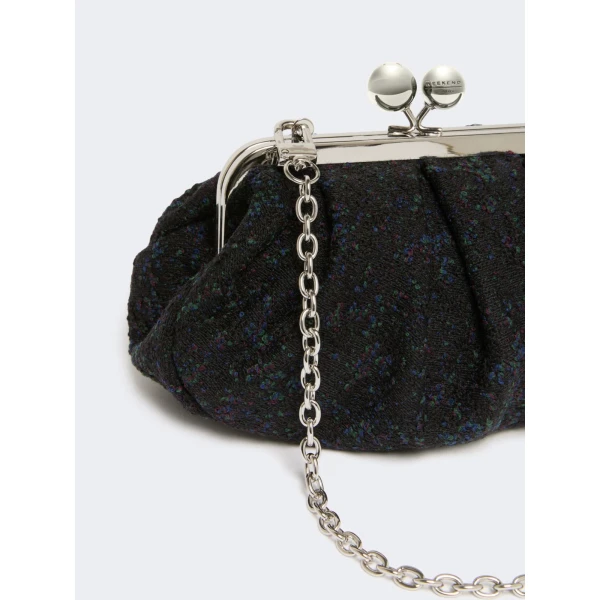 Max Mara Accenni Small Wool Boucle Pasticcino Bag in Black | Clutch Bags | Coveti