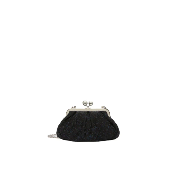 Accenni Small Wool Boucle Pasticcino Bag in Black