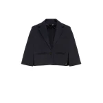 Max Mara Accento Water-Repellent Gabardine Cape in Midnight Blue | Coats | Coveti