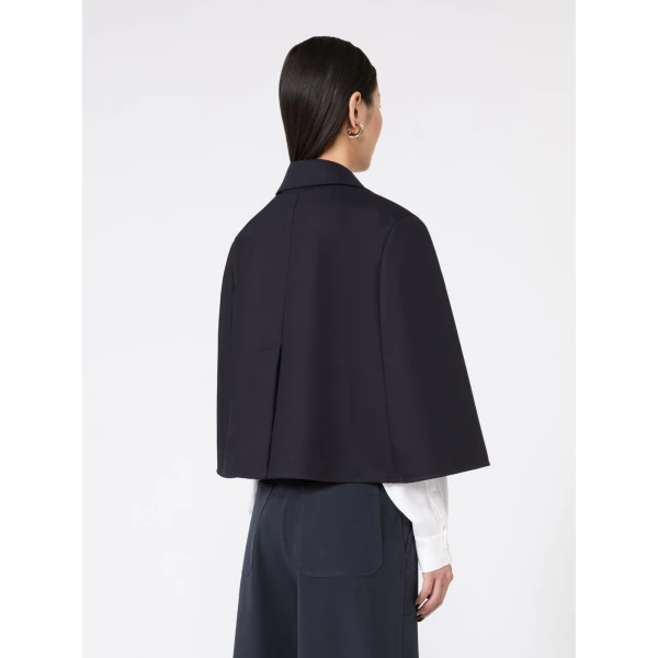Max Mara Accento Water-Repellent Gabardine Cape in Midnight Blue | Coats | Coveti