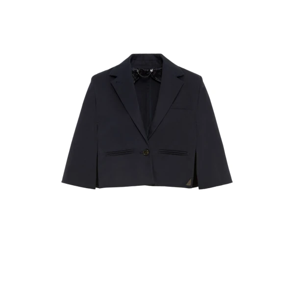 Accento Water-Repellent Gabardine Cape in Midnight Blue