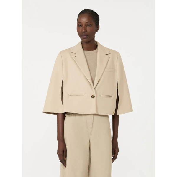 Max Mara Accento Water-Repellent Gabardine Cape in Stone Grey | Coats | Coveti