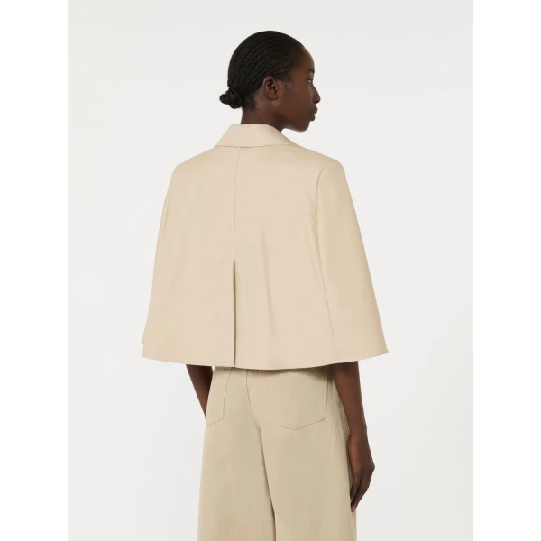 Max Mara Accento Water-Repellent Gabardine Cape in Stone Grey | Coats | Coveti