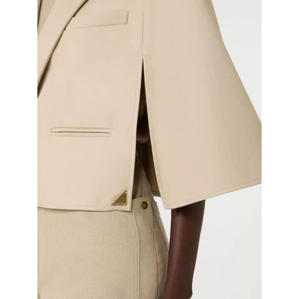 Max Mara Accento Water-Repellent Gabardine Cape in Stone Grey | Coats | Coveti