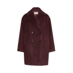 Max Mara Accento Wool and Alpaca Blend Coat in Bordeaux | Wool Coat | Coveti
