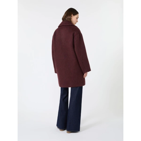 Max Mara Accento Wool and Alpaca Blend Coat in Bordeaux | Wool Coat | Coveti