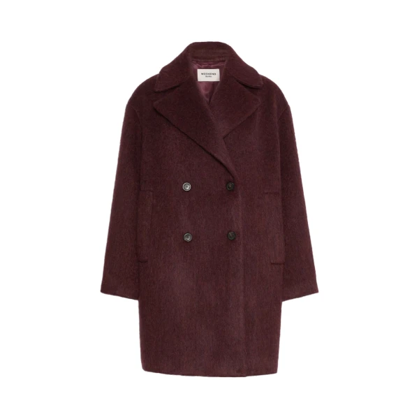 Max Mara Accento Wool and Alpaca Blend Coat in Bordeaux | Wool Coat | Coveti