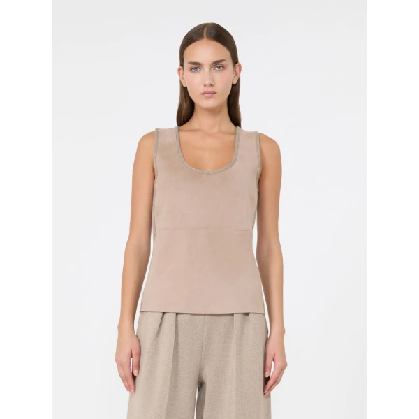 Max Mara Accordo Wool and Cashmere Top in Beige | Tops | Coveti