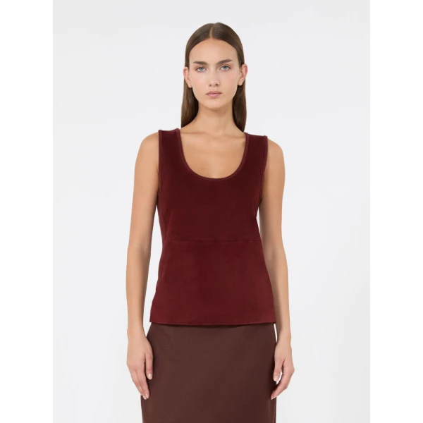 Max Mara Accordo Wool and Cashmere Top in Brown Bordeaux | Tops | Coveti