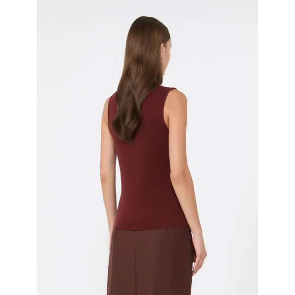 Max Mara Accordo Wool and Cashmere Top in Brown Bordeaux | Tops | Coveti