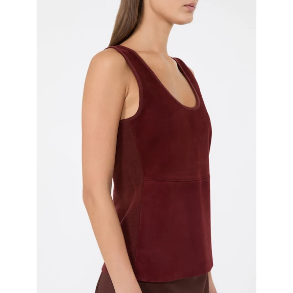 Max Mara Accordo Wool and Cashmere Top in Brown Bordeaux | Tops | Coveti