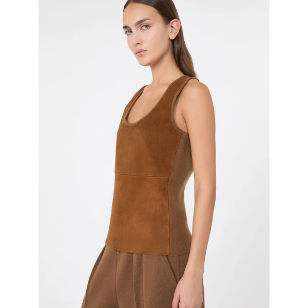 Max Mara Accordo Wool and Cashmere Top in Camel | Tops | Coveti