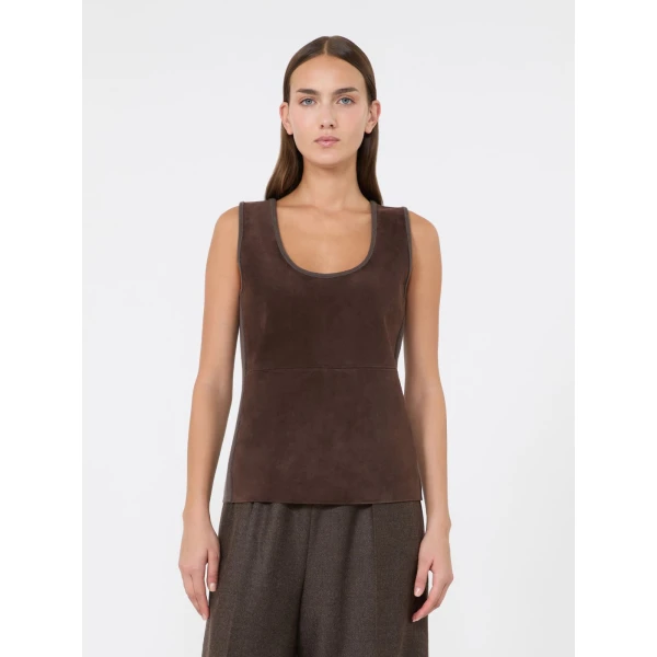 Max Mara Accordo Wool and Cashmere Top in Mud | Tops | Coveti