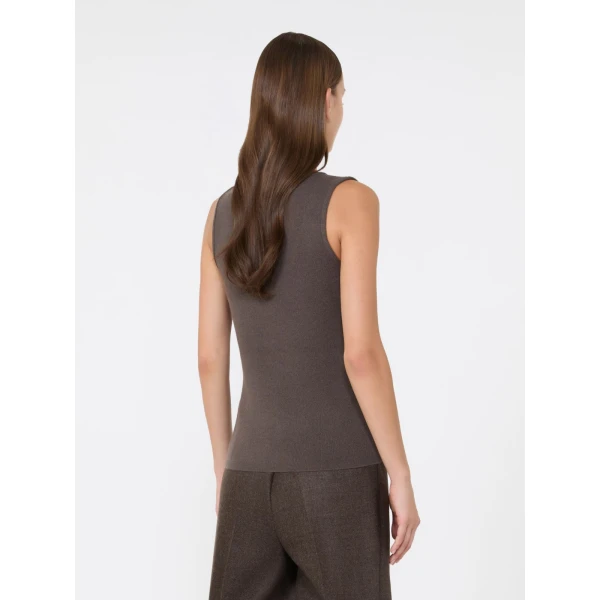 Max Mara Accordo Wool and Cashmere Top in Mud | Tops | Coveti