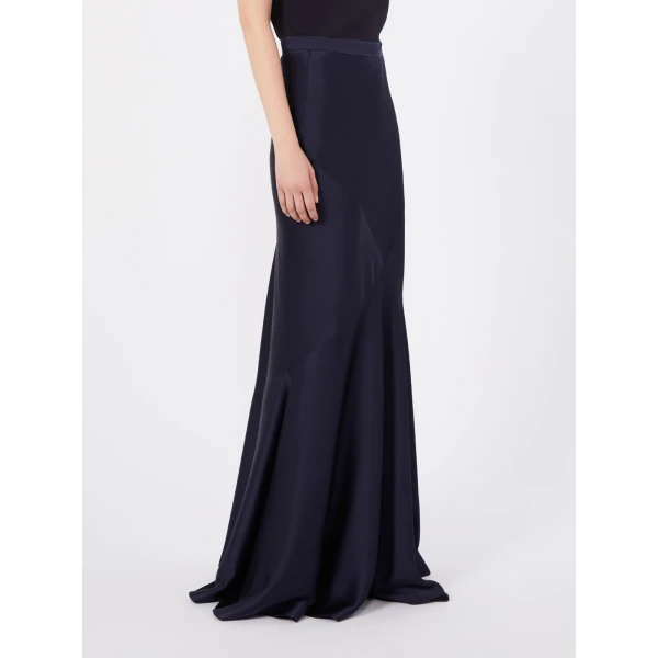 Max Mara Acerbo Long Envers Satin Skirt in Midnight Blue | Maxi Skirts | Coveti