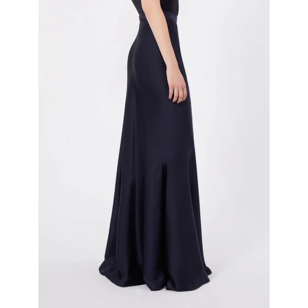 Max Mara Acerbo Long Envers Satin Skirt in Midnight Blue | Maxi Skirts | Coveti