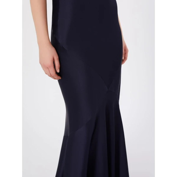 Max Mara Acerbo Long Envers Satin Skirt in Midnight Blue | Maxi Skirts | Coveti