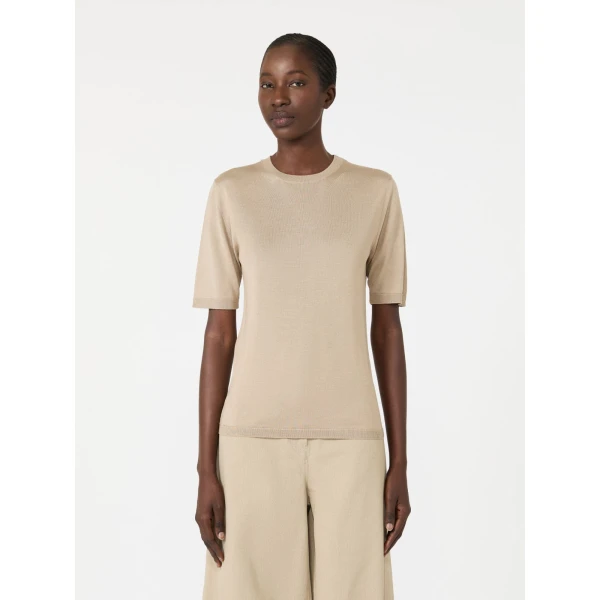 Max Mara Aceti Cashmere and Silk Sweater in Stone Grey | Sweaters | Coveti