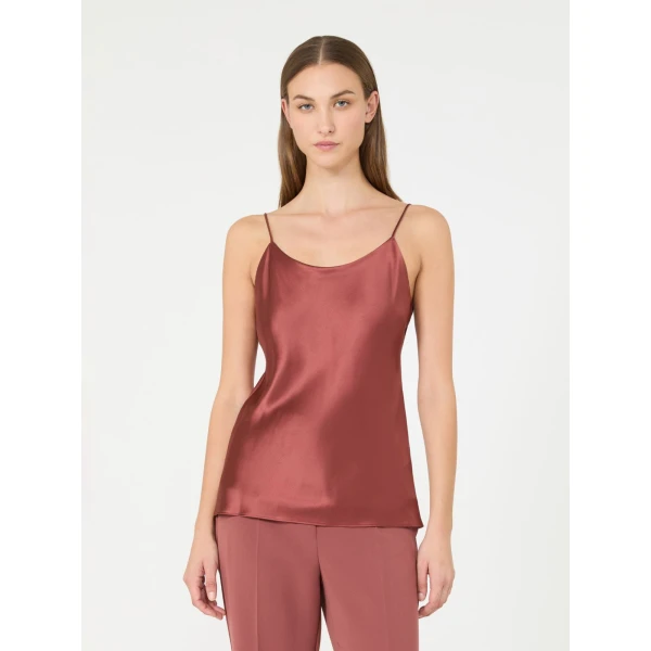 Max Mara Aceti Silk Satin Top in Antique Rose | Blouse | Coveti