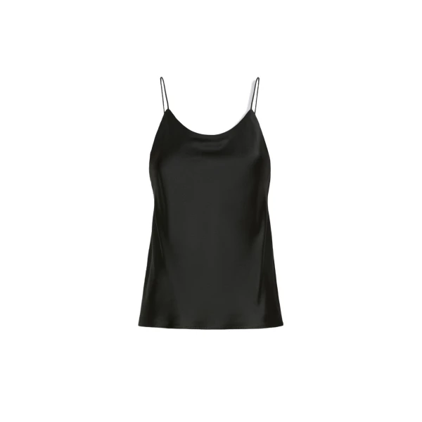 Max Mara Aceti Silk Satin Top in Black | Women | Coveti