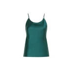 Max Mara Aceti Silk Satin Top in Dark Green | Blouse | Coveti
