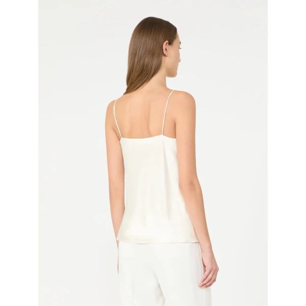 Max Mara Aceti Silk Satin Top in Silk White | Blouse | Coveti