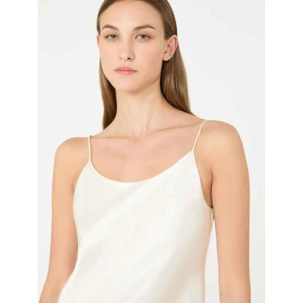 Max Mara Aceti Silk Satin Top in Silk White | Blouse | Coveti