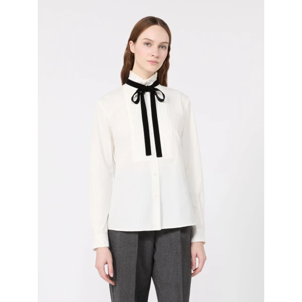 Max Mara Aceto Poplin Tuxedo Shirt in Optical White | Shirts | Coveti