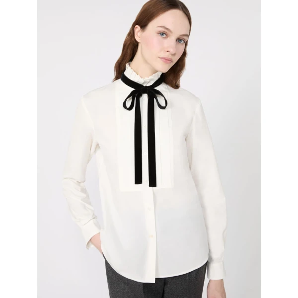 Max Mara Aceto Poplin Tuxedo Shirt in Optical White | Shirts | Coveti