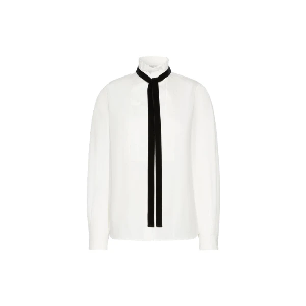 Aceto Poplin Tuxedo Shirt in Optical White