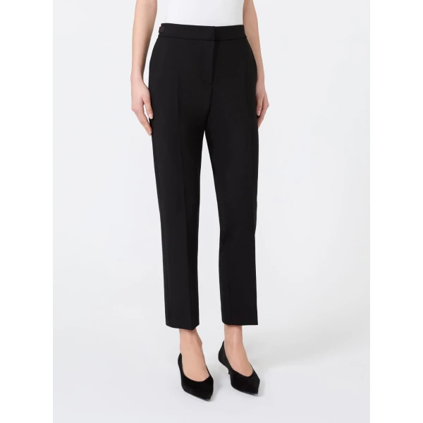 Max Mara Acino Slim Double Woollen Cloth Trousers in Black | Tailored pants | Coveti