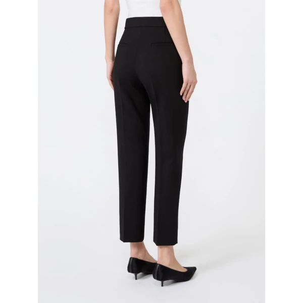 Max Mara Acino Slim Double Woollen Cloth Trousers in Black | Tailored pants | Coveti
