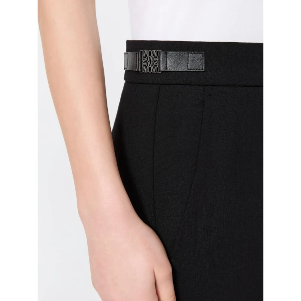 Max Mara Acino Slim Double Woollen Cloth Trousers in Black | Tailored pants | Coveti