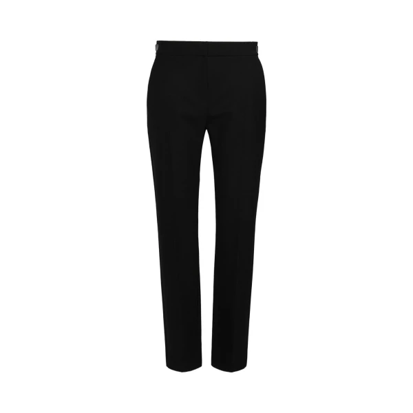 Acino Slim Double Woollen Cloth Trousers in Black