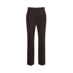 Max Mara Acino Slim Double Woollen Cloth Trousers in Dark Brown | Tailored pants | Coveti