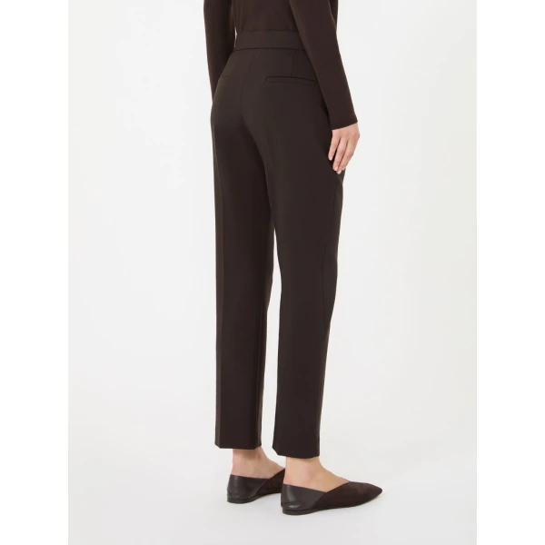 Max Mara Acino Slim Double Woollen Cloth Trousers in Dark Brown | Tailored pants | Coveti