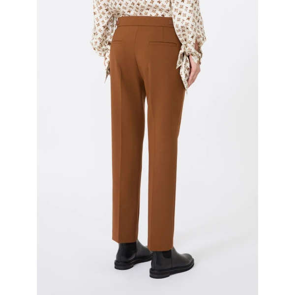 Max Mara Acino Slim Double Woollen Cloth Trousers in Tobacco | Tailored pants | Coveti