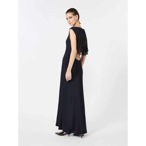 Max Mara Acino Slim-Fit Silk Crepe de Chine Dress in Ultramarine | Maxi Dresses | Coveti