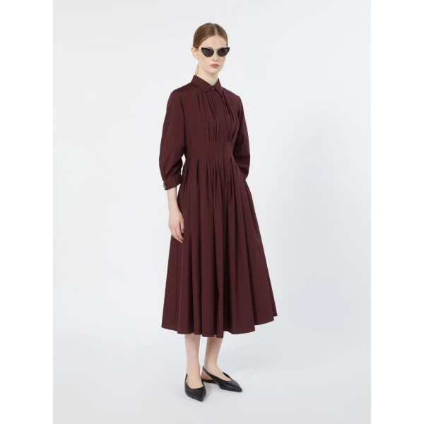 Max Mara Adagio Cotton Poplin Shirt Dress in Dark Red | Shirtdress | Coveti