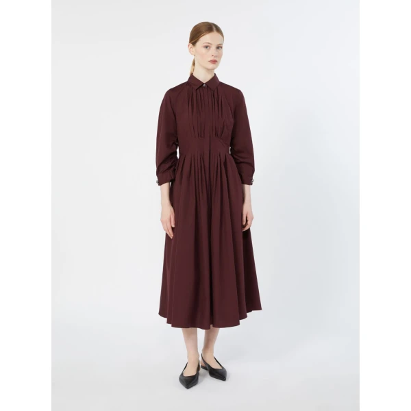 Max Mara Adagio Cotton Poplin Shirt Dress in Dark Red | Shirtdress | Coveti