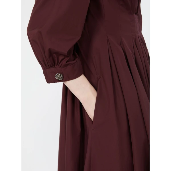 Max Mara Adagio Cotton Poplin Shirt Dress in Dark Red | Shirtdress | Coveti