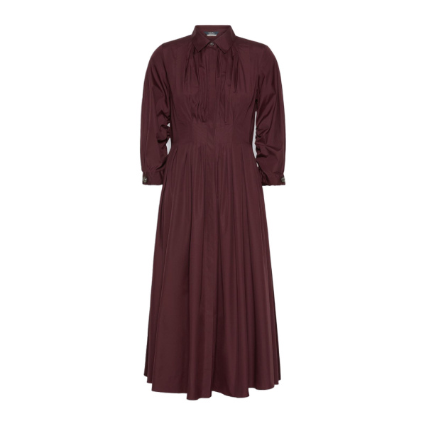 Max Mara Adagio Cotton Poplin Shirt Dress in Dark Red | Shirtdress | Coveti