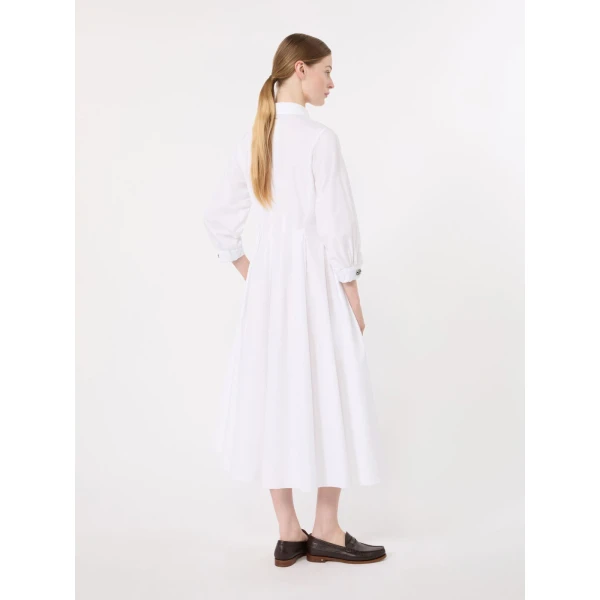 Max Mara Adagio Cotton Poplin Shirt Dress in White | Shirtdress | Coveti