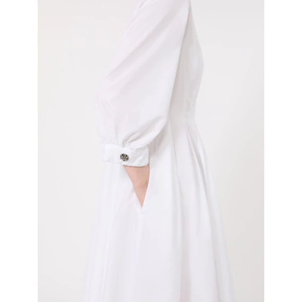 Max Mara Adagio Cotton Poplin Shirt Dress in White | Shirtdress | Coveti
