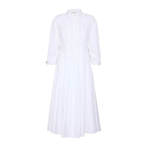 Adagio Cotton Poplin Shirt Dress in White