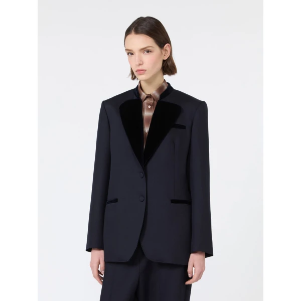 Max Mara Adagio Wool Cavalry Twill Blazer in Ultramarine | Blazers | Coveti