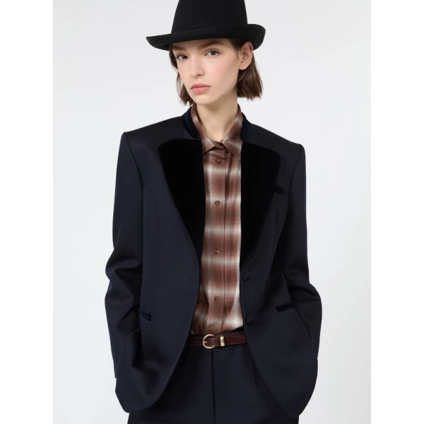 Max Mara Adagio Wool Cavalry Twill Blazer in Ultramarine | Blazers | Coveti
